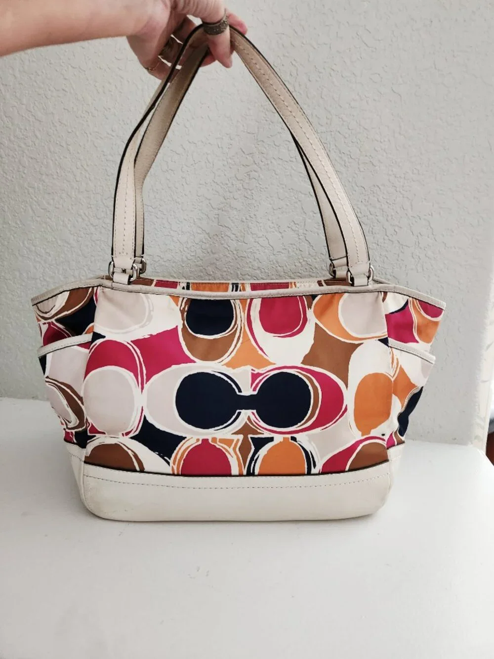 Coach Park Hand Drawn Scarf Print Satchel Handbag Purse
